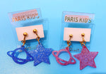 Paris Kids glittery saturn & star clip-on earrings