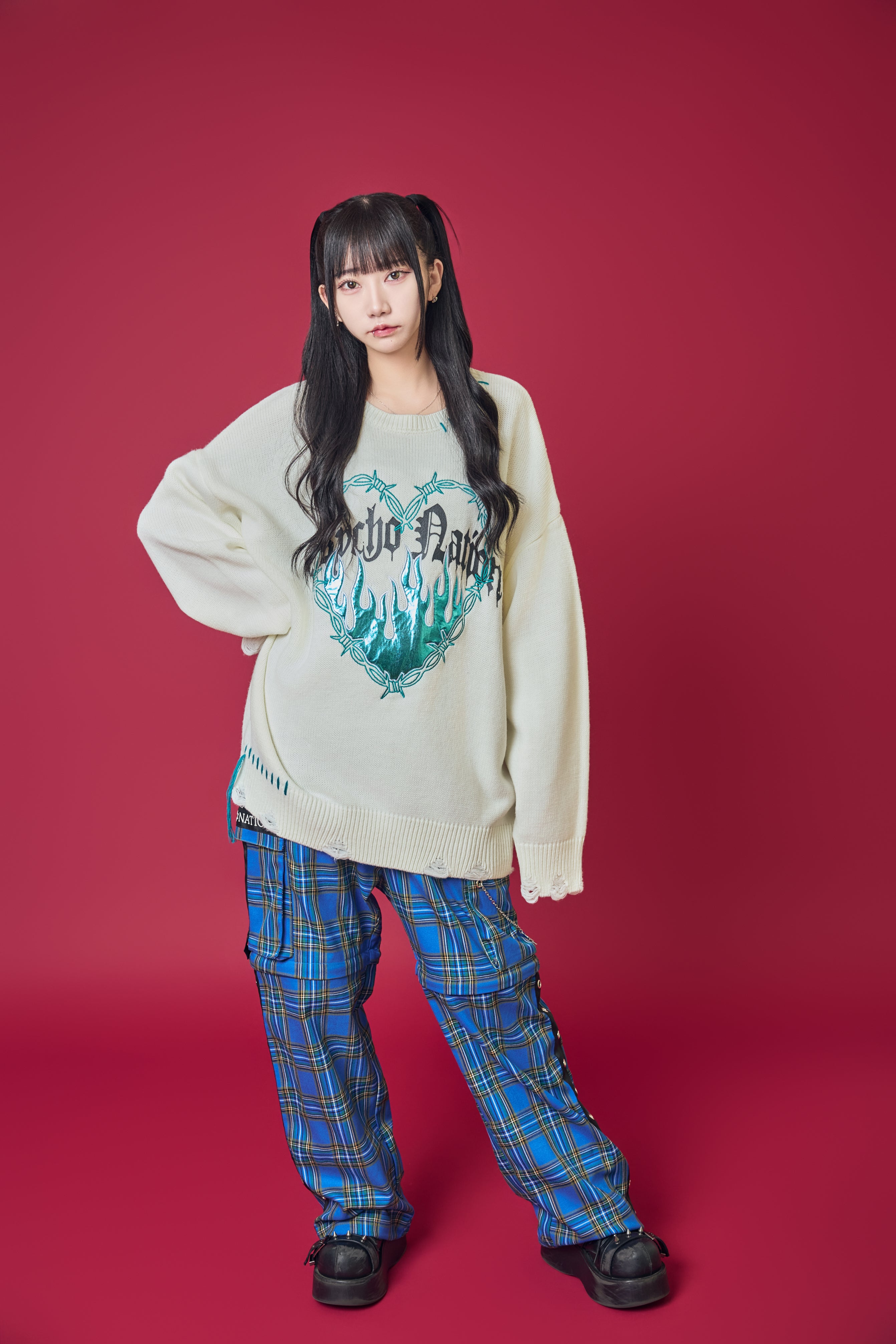 Psycho Nation fire heart knitted sweater ~ LAST ONE!