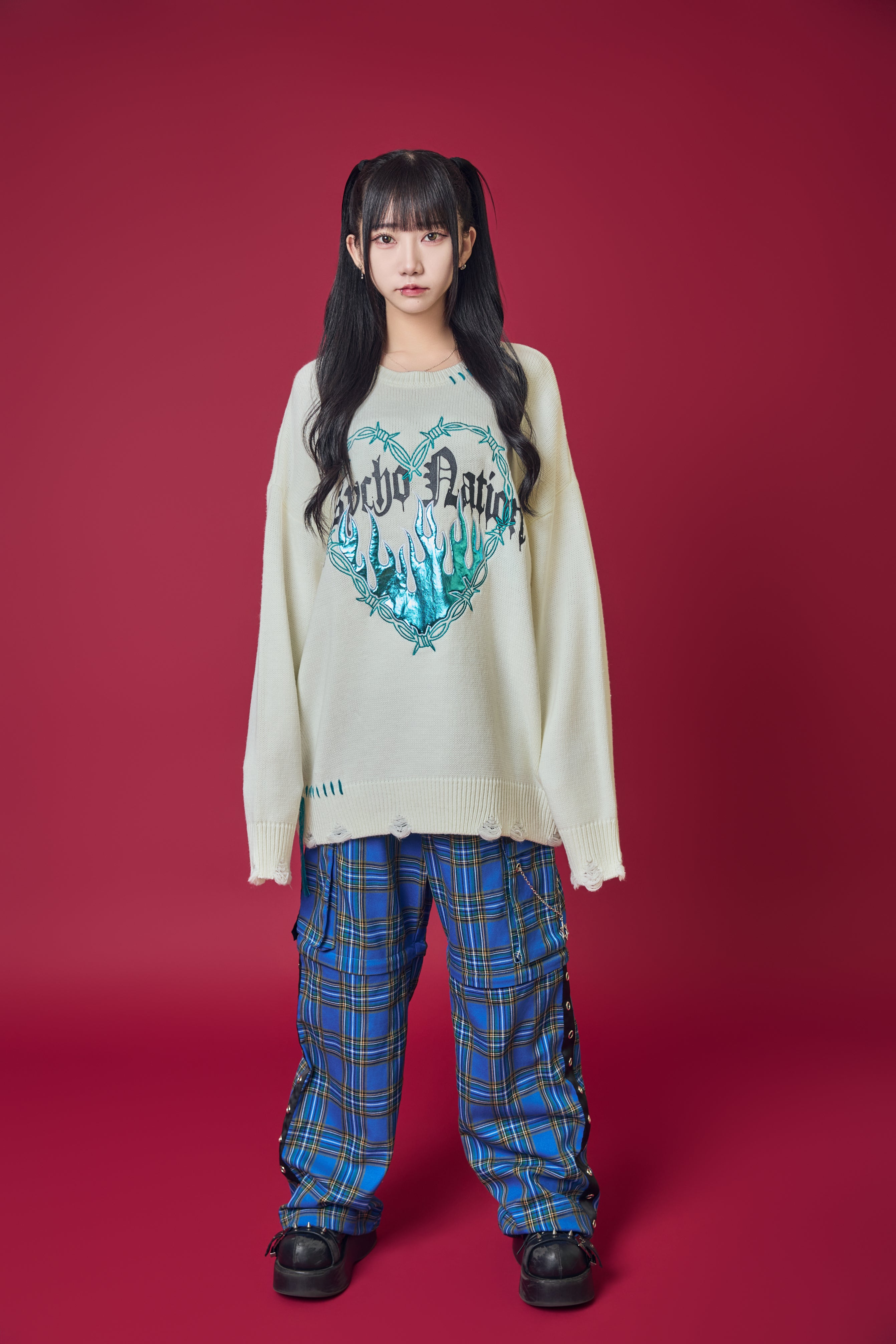 Psycho Nation fire heart knitted sweater ~ LAST ONE!