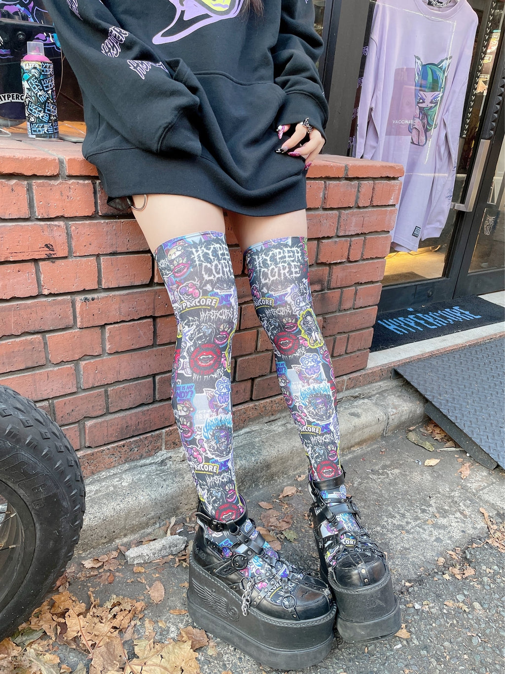 Hypercore "Stickers" knee high socks ~ LAST ONE!