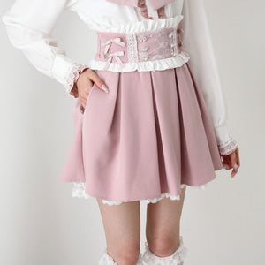 Dear My Love ribbon lace tuck pleats skirt