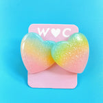 W❤️C pastel rainbow heart clip-on earrings ~ LAST ONE!