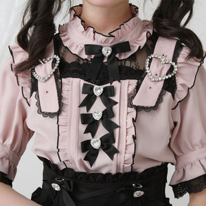 Dear My Love Heart Belt Bijou blouse