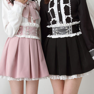 Dear My Love ribbon lace tuck pleats skirt