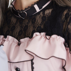 Dear My Love pink "Heart Choker Lace Frill" blouse ~ LAST ONE!