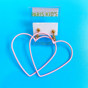 Paris Kids pink love heart clip-on earrings ~ LAST ONE!