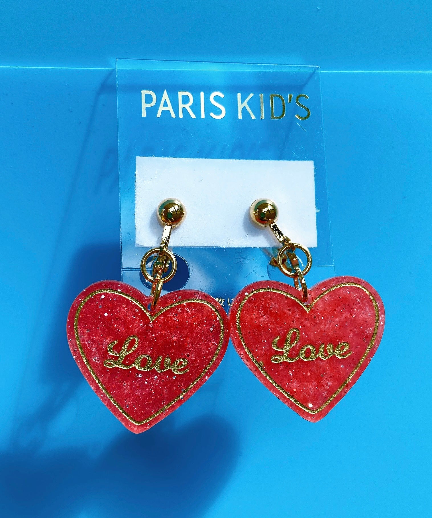 Paris Kids "Love" heart clip-on earrings
