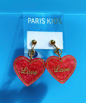 Paris Kids "Love" heart clip-on earrings
