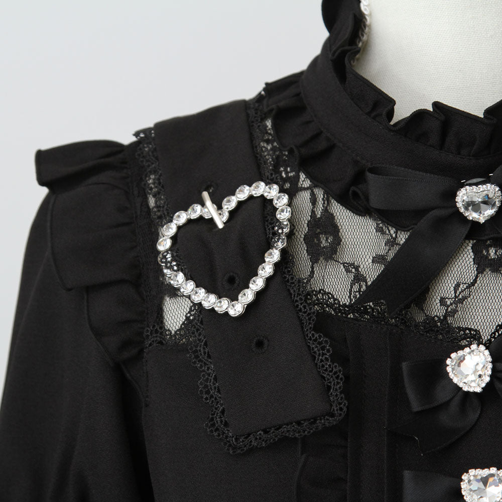 Dear My Love Whip heart belt bijou blouse