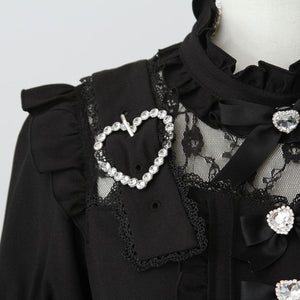 Dear My Love Whip heart belt bijou blouse