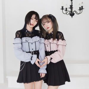 Dear My Love pink "Heart Choker Lace Frill" blouse ~ LAST ONE!