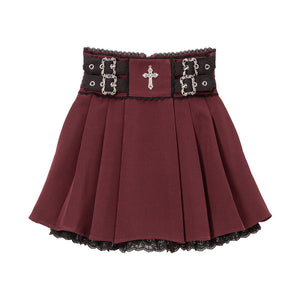 Dear My Love cross charm lace frill pleats skirt