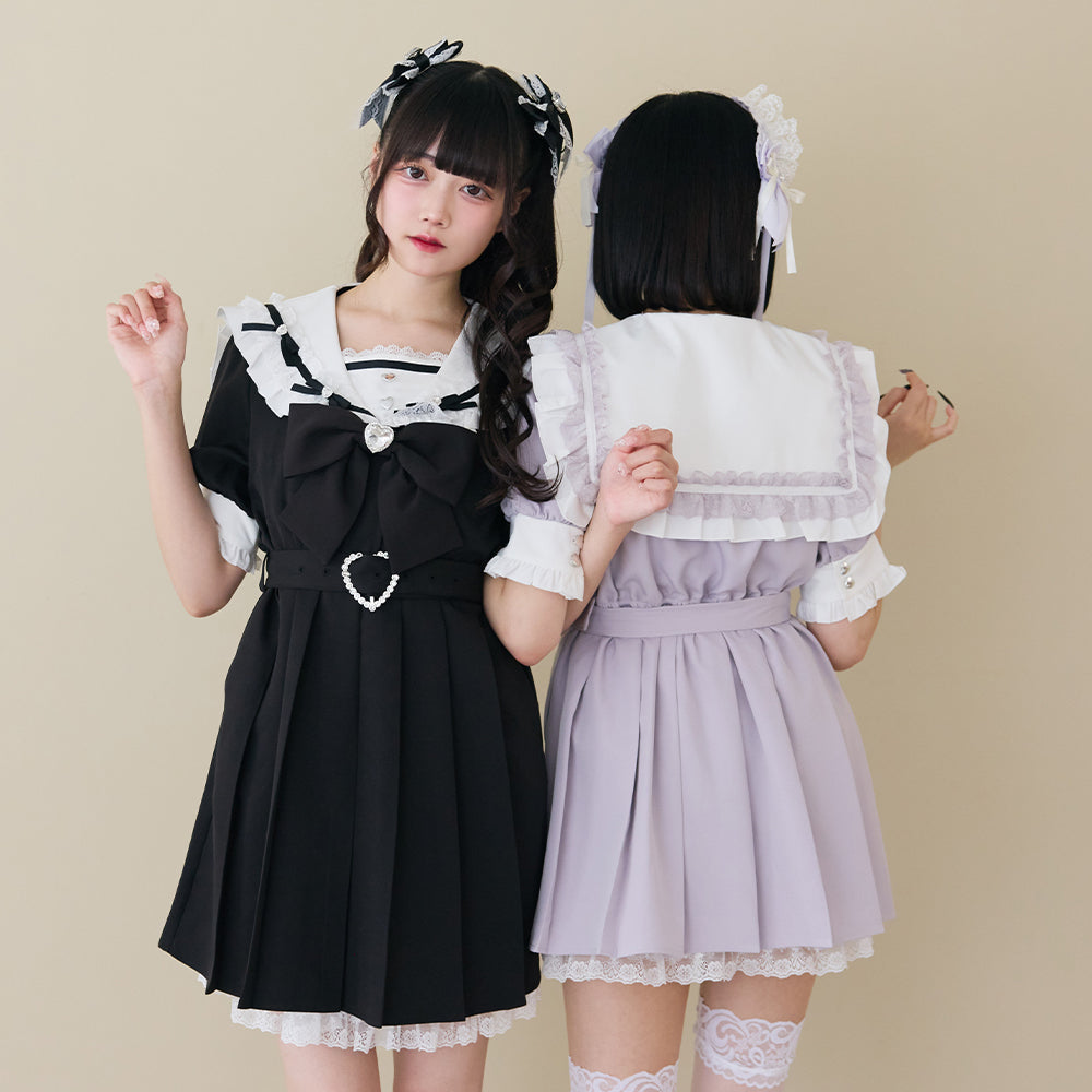 Dear My Love lace frill sailor lavender dress