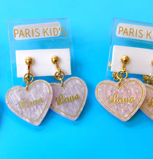 Paris Kids "Love" heart clip-on earrings