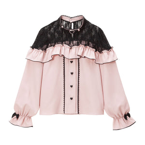 Dear My Love pink "Heart Choker Lace Frill" blouse ~ LAST ONE!