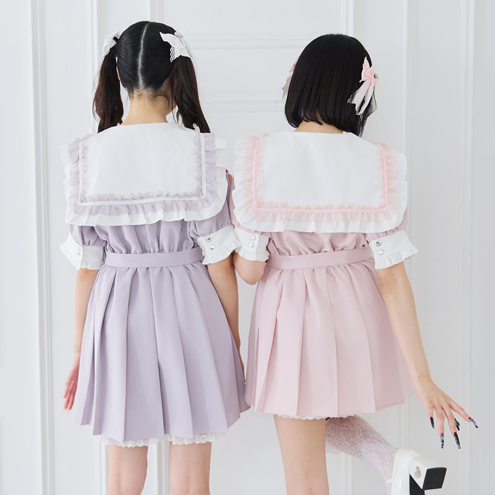 Dear My Love lace frill sailor lavender dress