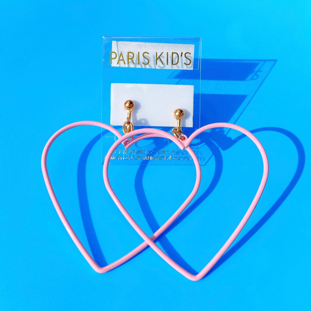 Paris Kids pink love heart clip-on earrings ~ LAST ONE!
