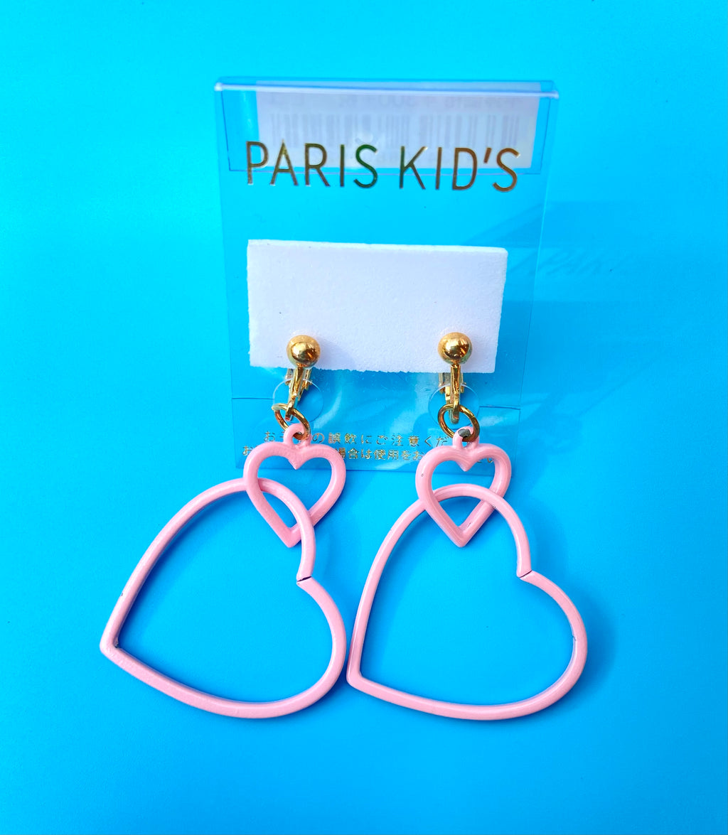 Paris Kids double love heart clip-on earrings ~ LAST ONE!