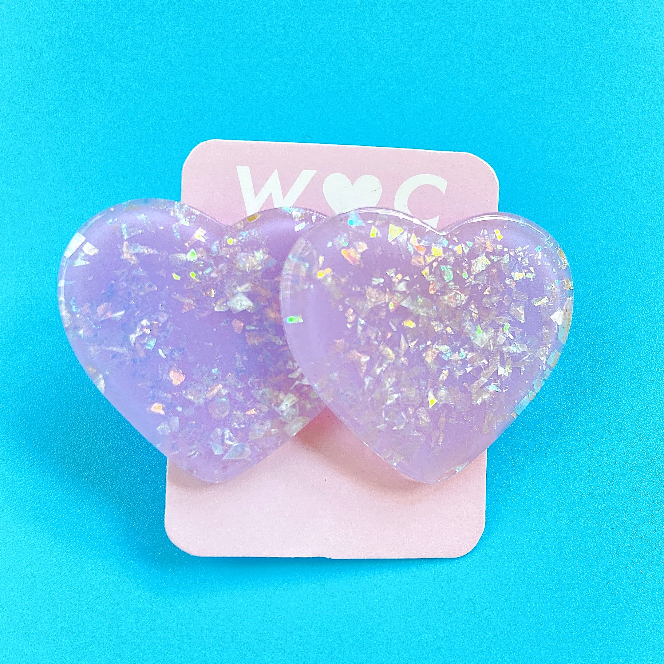 W❤️C lavender love heart clip-on earrings ~ LAST ONE!