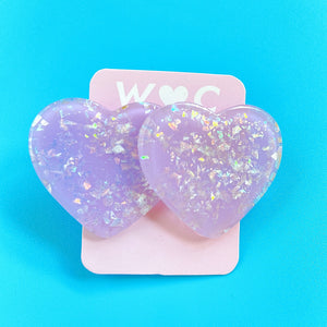 W❤️C lavender love heart clip-on earrings ~ LAST ONE!