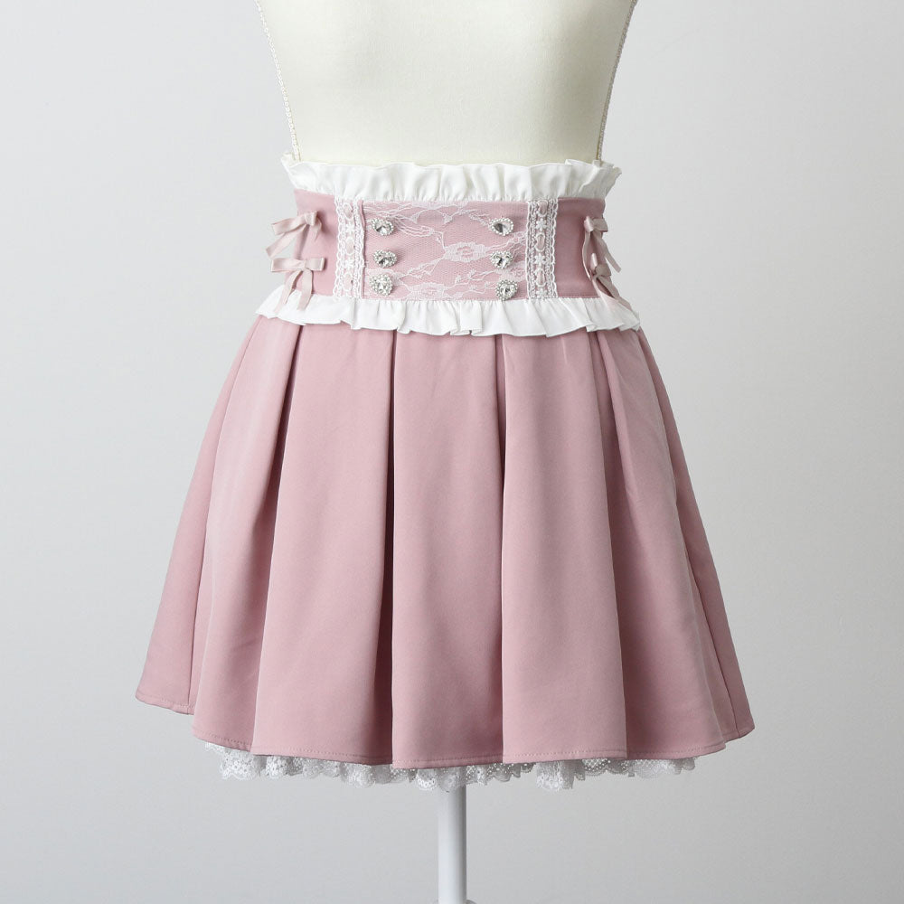 Dear My Love ribbon lace tuck pleats skirt
