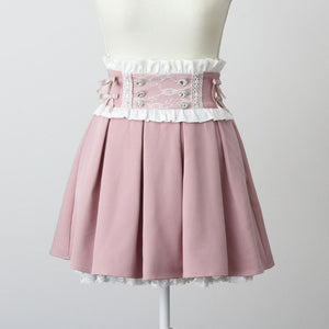 Dear My Love ribbon lace tuck pleats skirt