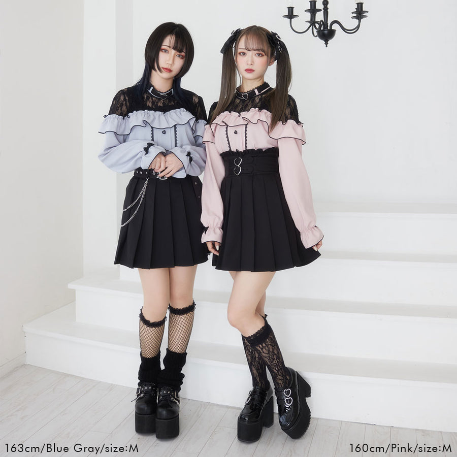Dear My Love pink "Heart Choker Lace Frill" blouse ~ LAST ONE!