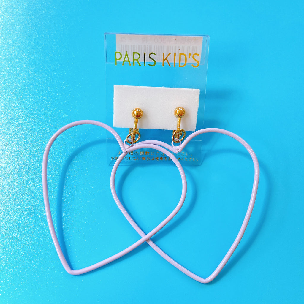 Paris Kids lavender love heart clip-on earrings ~ LAST ONE!