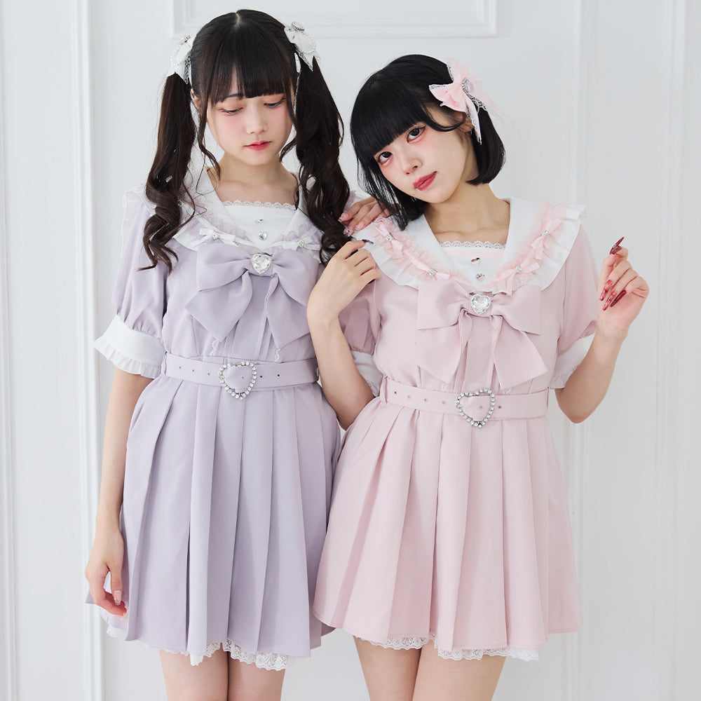 Dear My Love lace frill sailor lavender dress