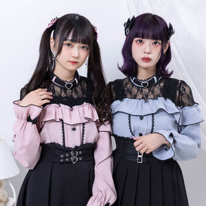 Dear My Love pink "Heart Choker Lace Frill" blouse ~ LAST ONE!