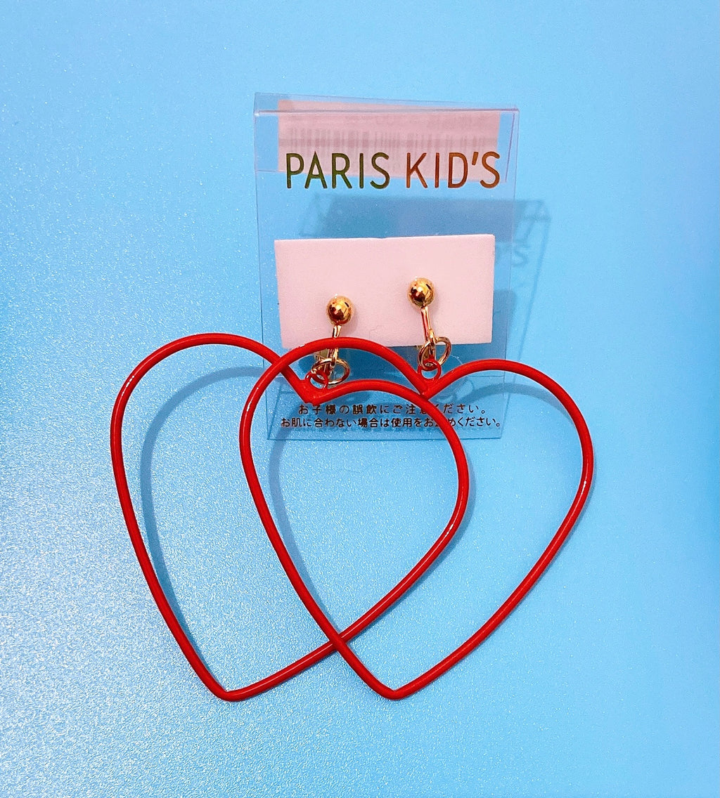 Paris Kids red love heart clip-on earrings ~ LAST ONE!