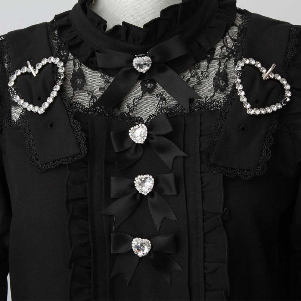 Dear My Love Whip heart belt bijou blouse