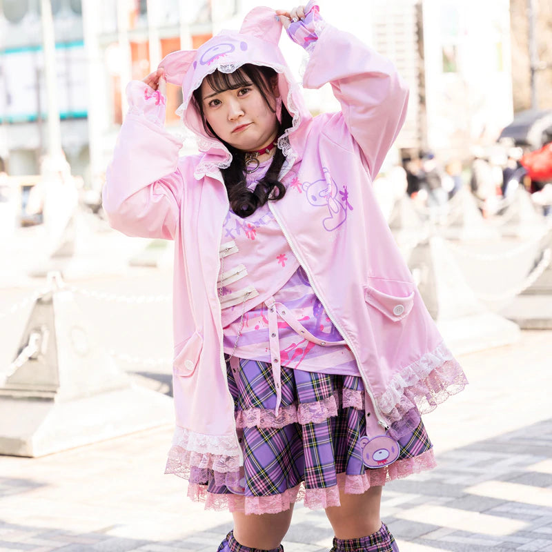 ACDC RAG & Gloomy Bear plus size pastel belt skirt