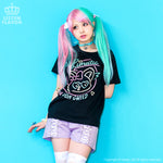 Listen Flavor "Lunatic Moon Child" pastel cat t-shirt